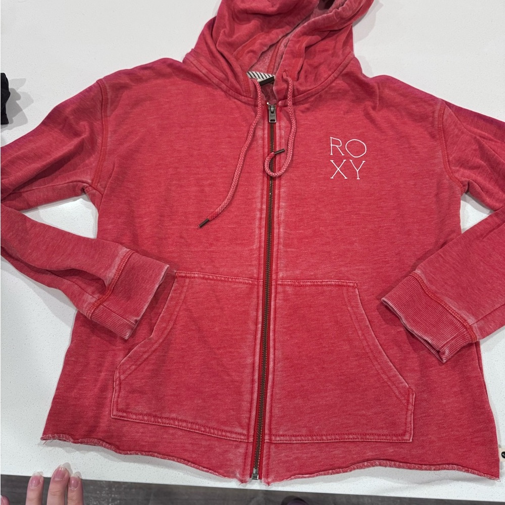 Roxy Red Zip Up Knit Hoodie